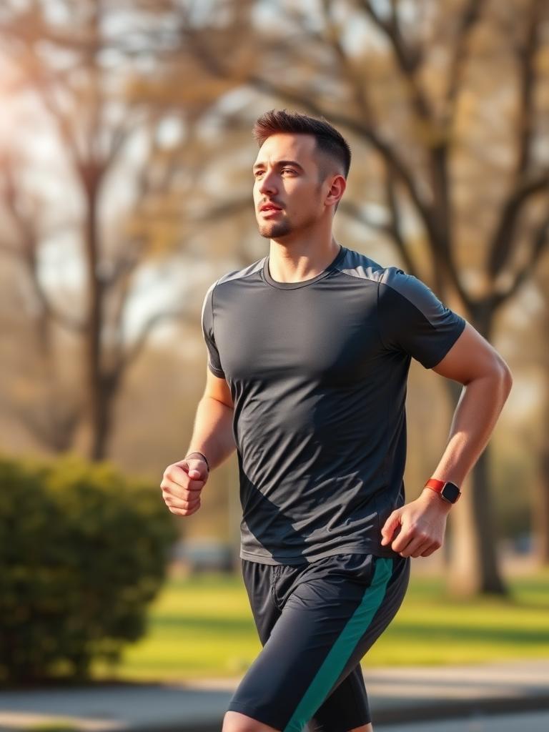 Homem saudável a correr ao ar livre